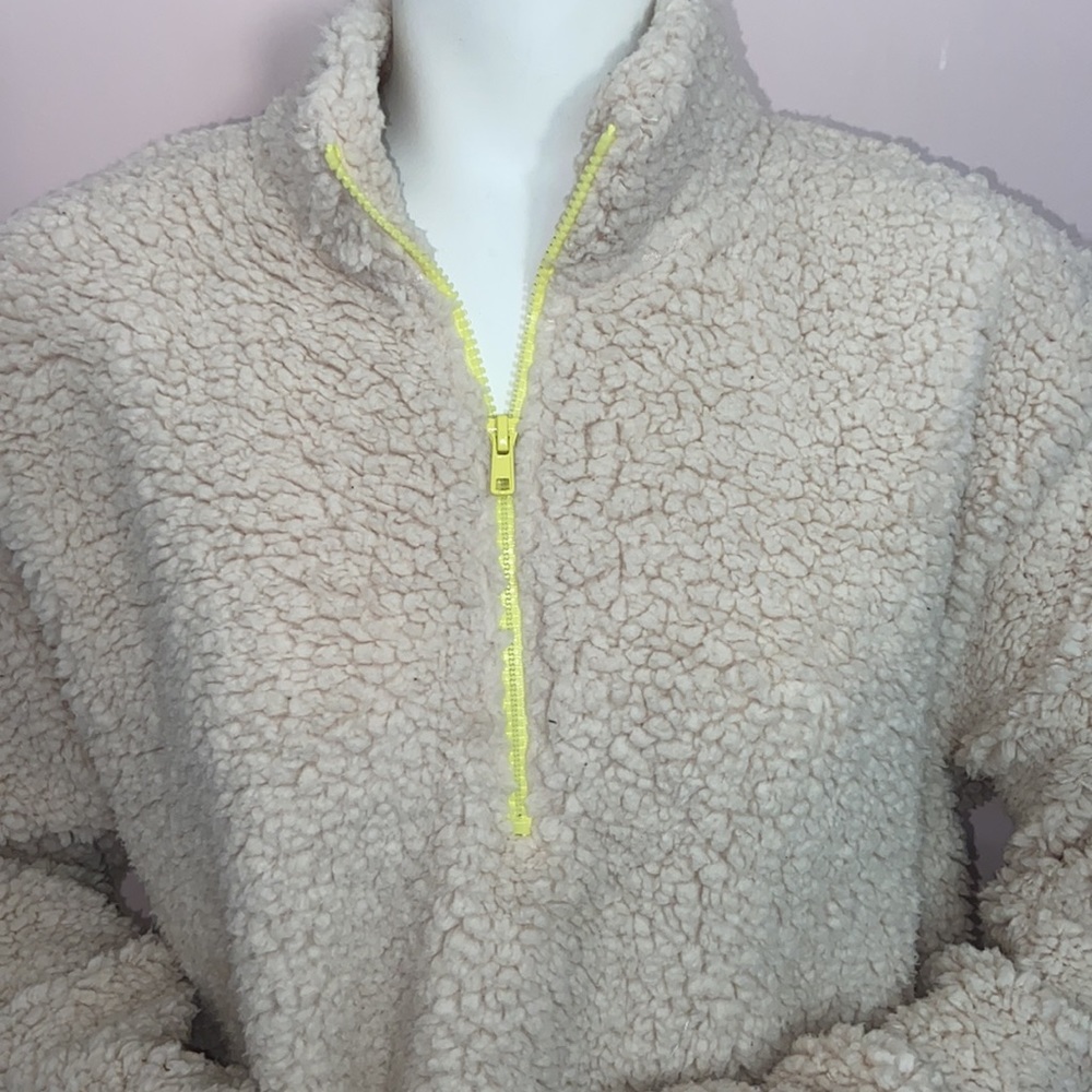 Teddy tan zip up pullover sweatshirt size medium - Picture 3 of 7